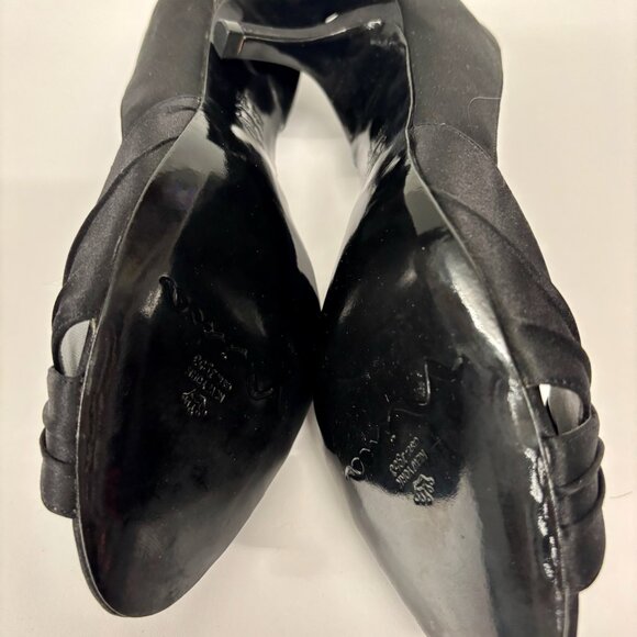 NIB elegant black satin open toe Nina heels womens size 8 - Picture 6 of 7